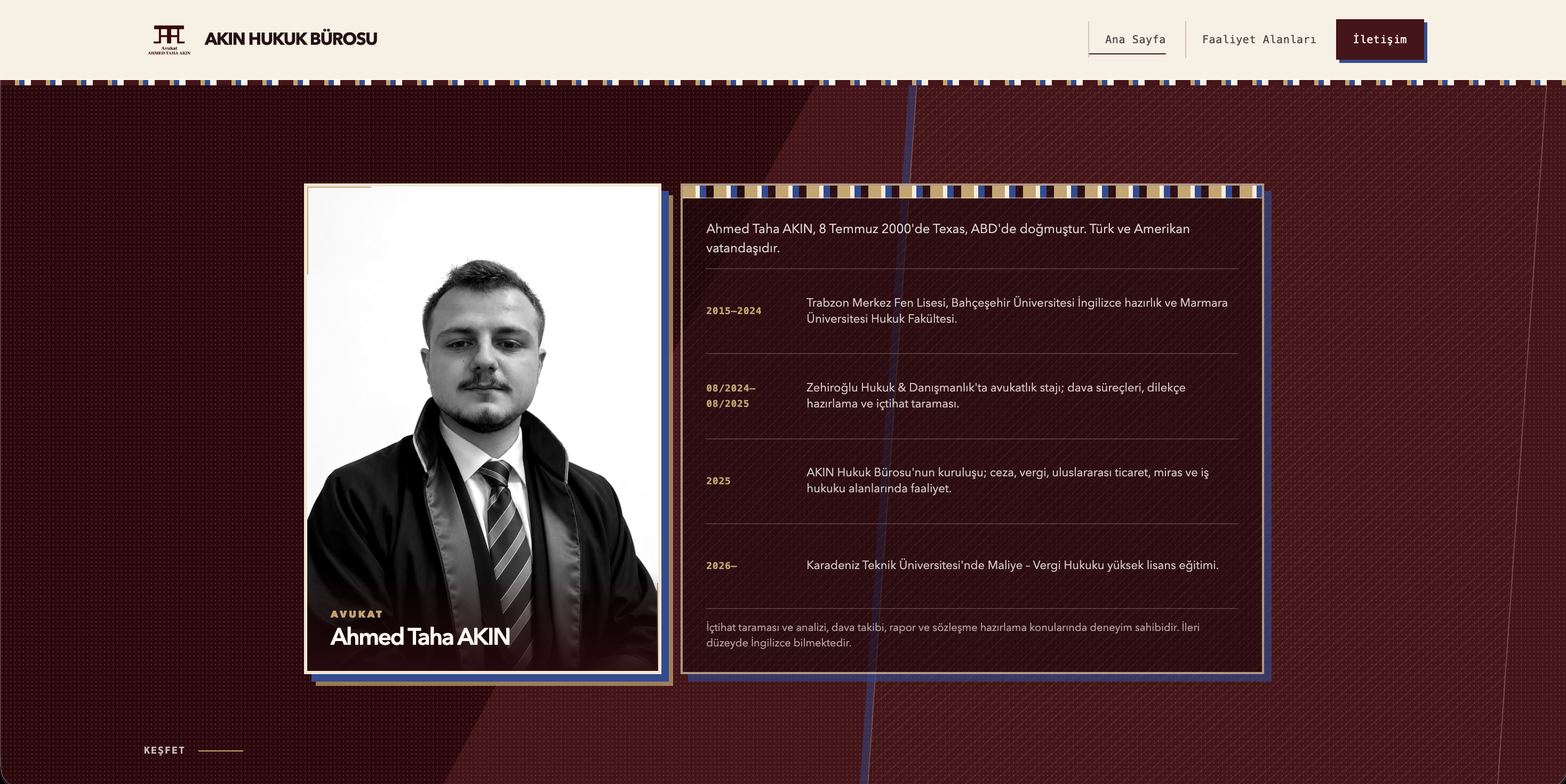 Akın Hukuk Bürosu web sitesi ekran görüntüsü