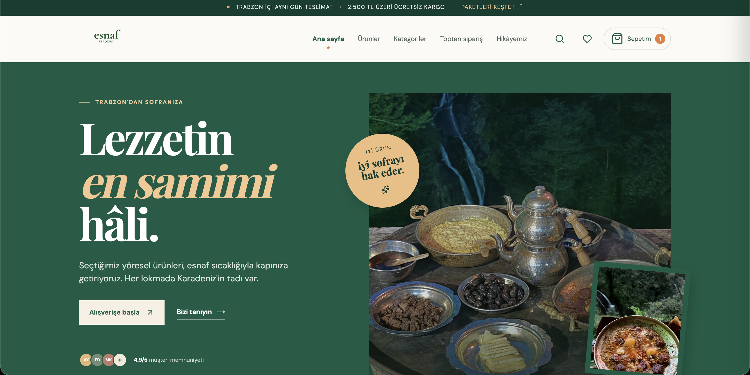 Esnaf Trabzon web sitesi ekran görüntüsü